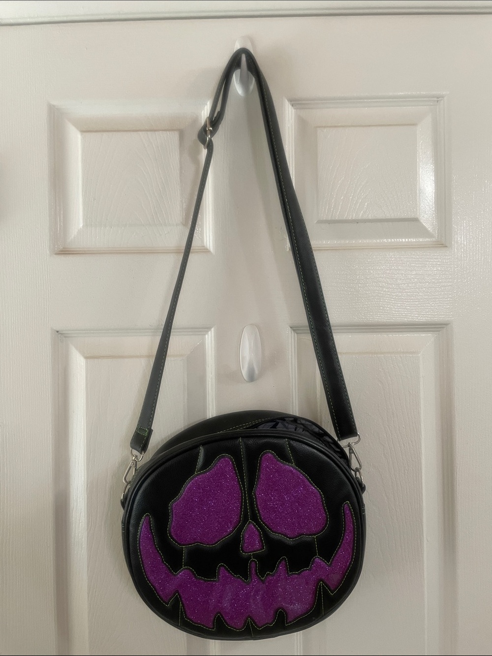 Black and Purple Pumpkin Face Crossbody Bag - Women Bags